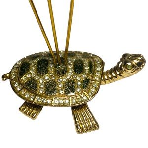 Jeweled Metal Turtle Photo or Card Holder